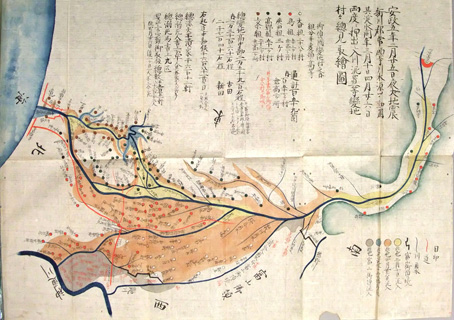 安政の洪水絵地図:滑川市立博物館蔵